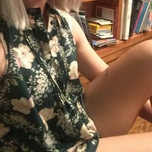 Size Medium, green floral H&M sleeveless top